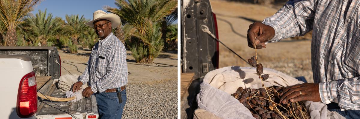 Owner and agricultural expert Sam Cobb smiles at Sam Cobb Farms in Desert Hot Springs, California.