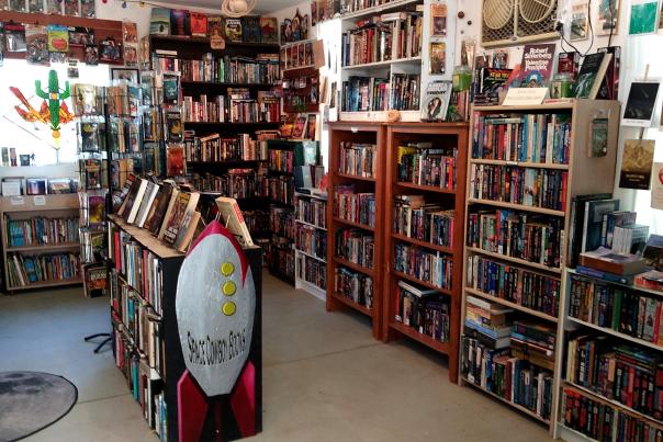 Interior of Space Cowboy Books in Joshua Tree