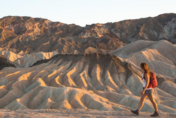 A hiker in Death Valley National Park in California