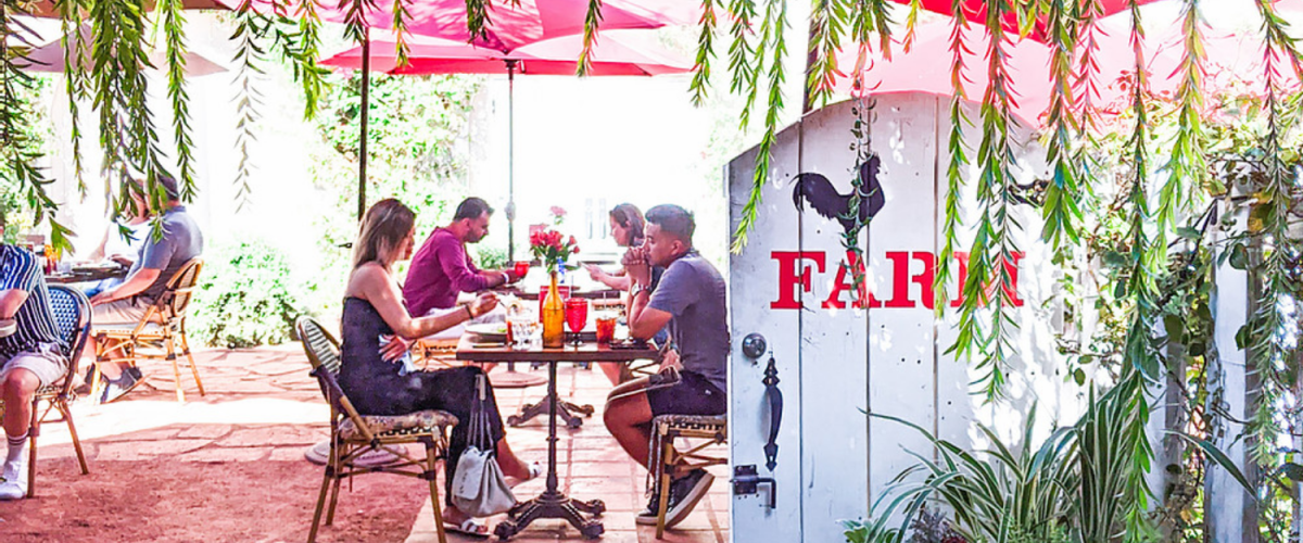 Guests eat on the patio at FARM in Palm Springs