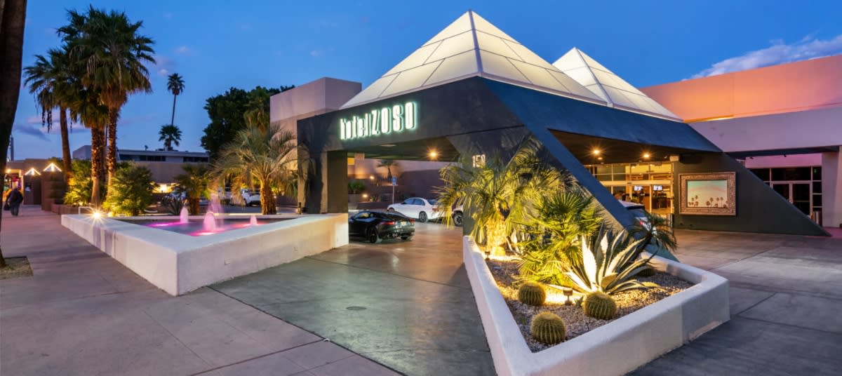 Front Entrance Of Hotel Zozo At Dusk In Greater Palm Springs