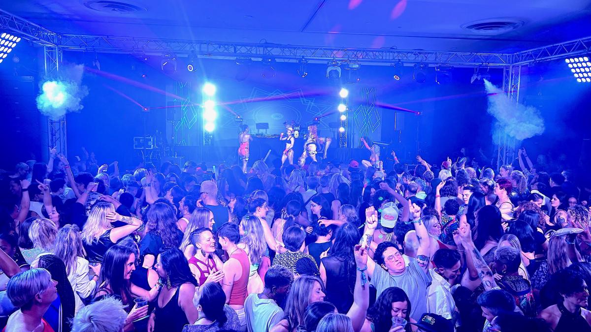 Indoor dance party during The Dinah.