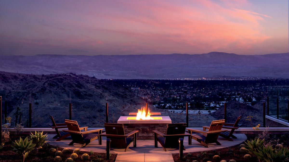A sunset by the fire pit at the Ritz-Carlton