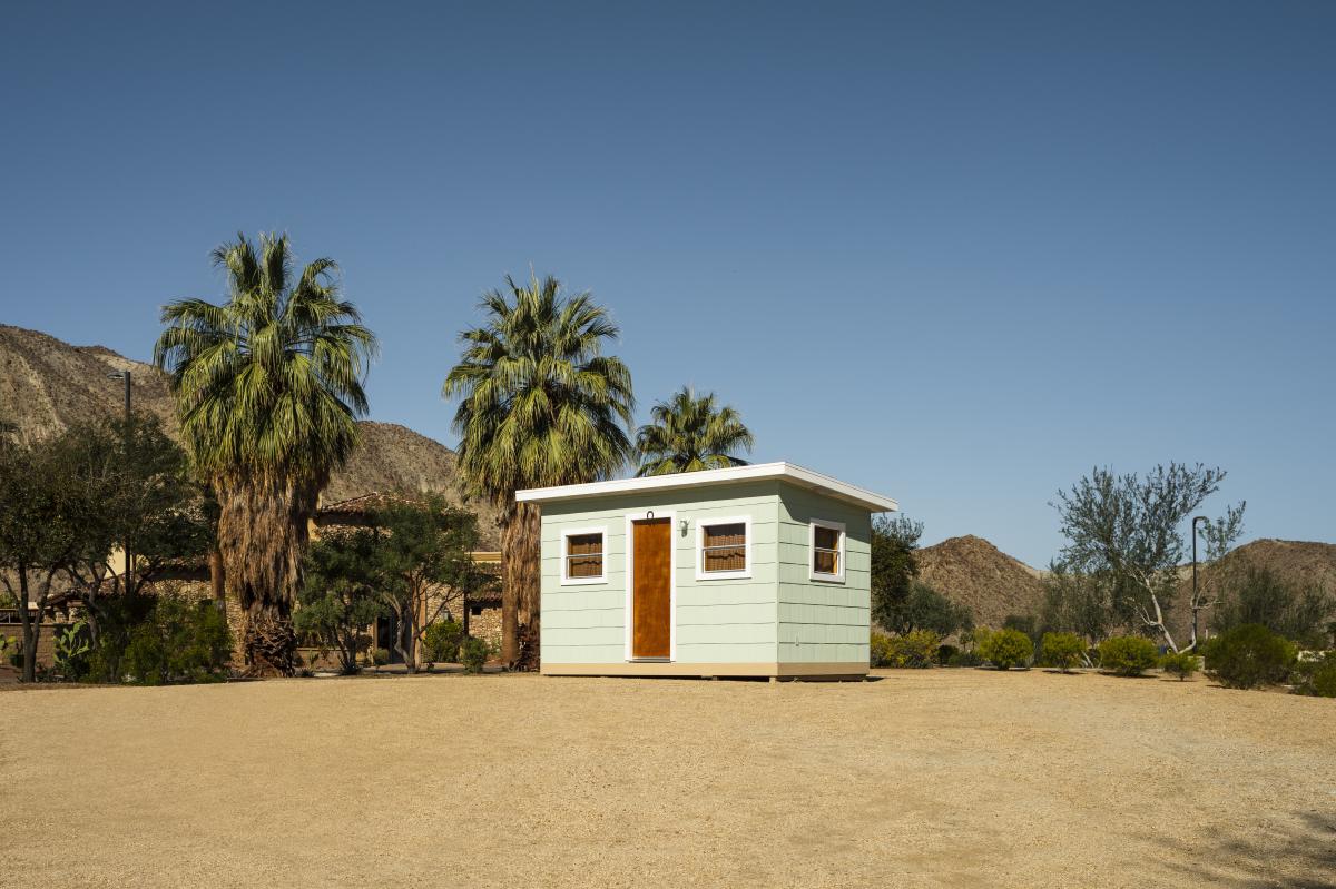 Desert X installation view of Kim Stringfellow, Jackrabbit Homestead