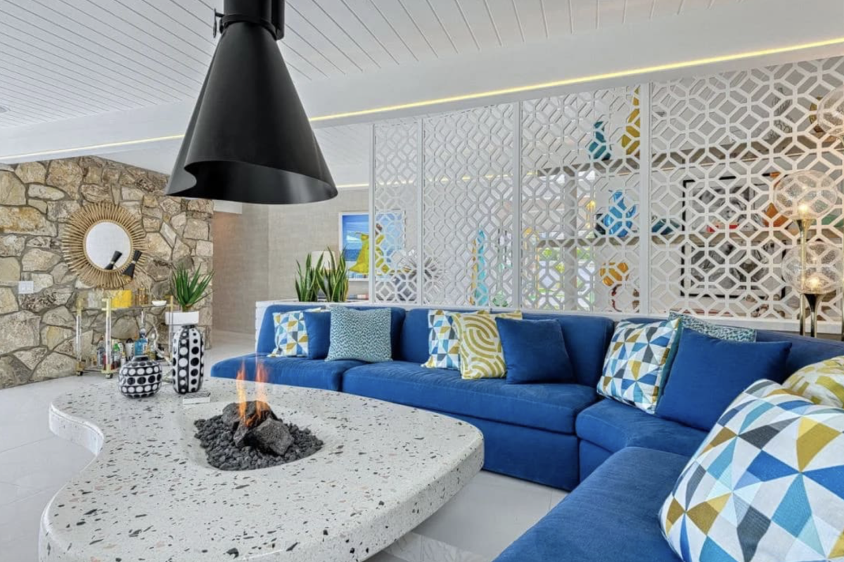The interior of a midcentury modern home