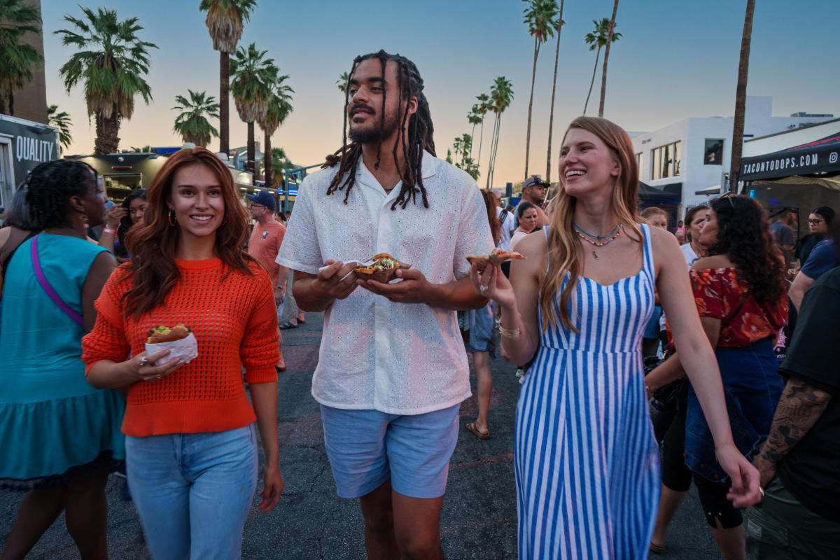 Food trucks at VillageFest in Palm Springs, CA.