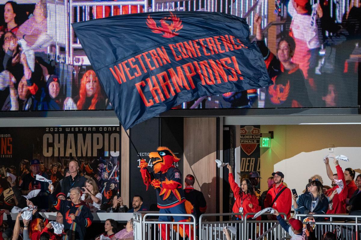Fuego is the official mascot for the Coachella Valley Firebirds AHL Hockey team who play their home games at Acrisure Arena. Western Conference Champions Seasons 2022-23 and 2023-24.