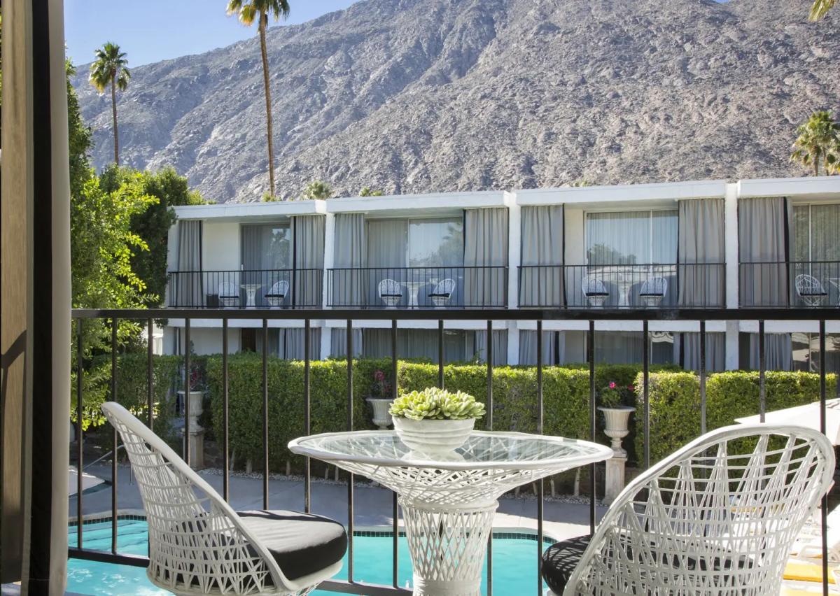 Pool and balconies at Avalon Hotel and Bungalows in Palm Springs