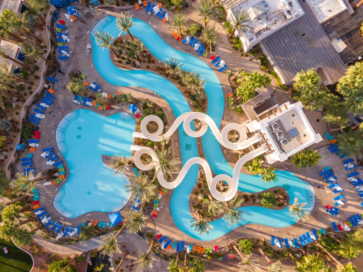 dueling water slides at the Hyatt Regency Indian Wells