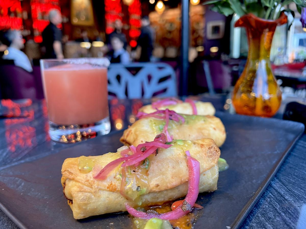Photo of appetizer and a cocktail at Clandestino