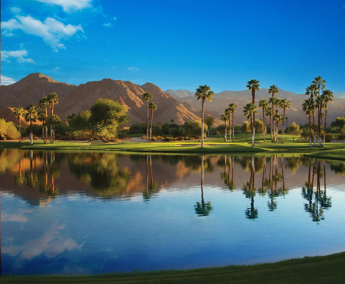 Blue sky, mountains over Indian Wells Golf Resort