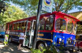 Trolley waiting at the Downtown Trolley Stop
