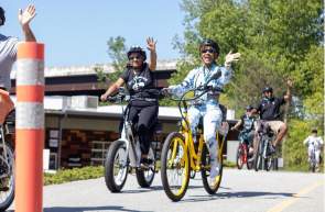 Guided group bike ride in Greenville on the Prisma Health Swamp Rabbit Trail
