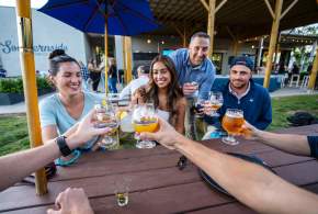 Refreshing beer means smiles all around when it's spent in good company at Southernside Brewery in Greenville, SC.