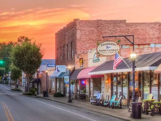 Street view at Downtown Landrum at Sunset