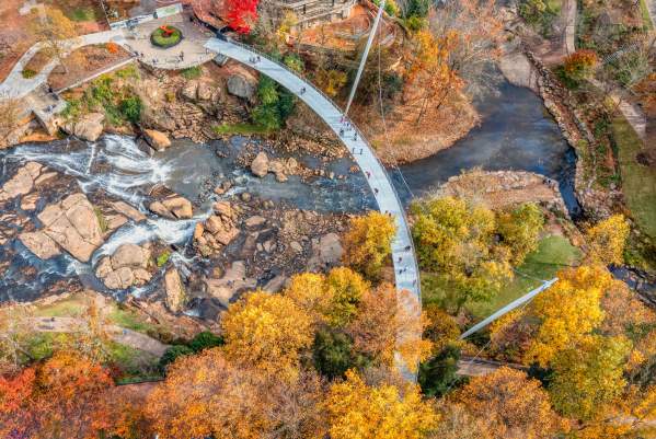 A different take on the bridge with the Falls on the left in the fall/autumn.