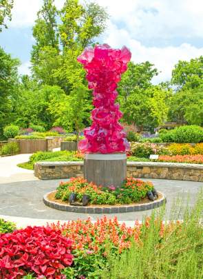 As part of the Art in Public Places Self-Guided Tour, one of the many masterpieces found along the way is the Rose Crystal Tower, a fuchsia pink and crystallized beauty that seems to always sparkle no matter which way you look at it.