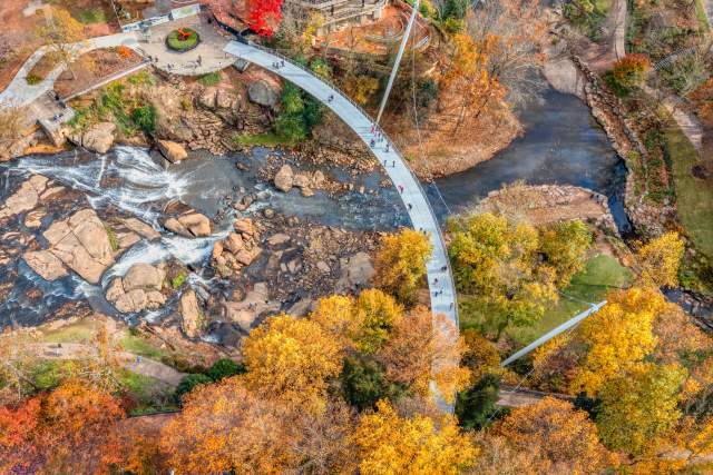 A different take on the bridge with the Falls on the left in the fall/autumn.