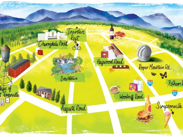 Areas of Greenville Illustrated Map