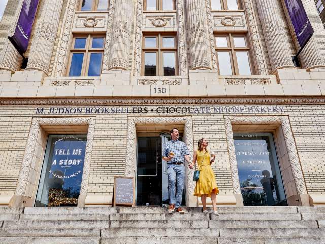 Couple Leaving M. Judson Booksellers