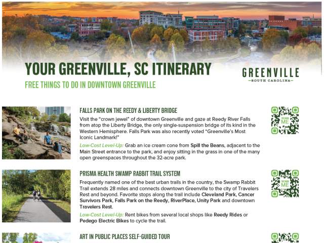 Greenvilles Free Things To Do Sheet