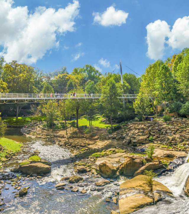Liberty Bridge in the summertime in Greenville, Sc