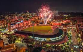 Fireworks at baseball game.
