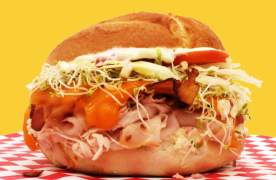 "The Ridgeline" Turkey & Bacon Sandwich from sandwich shop Sully's Steamers in downtown Greenville, SC.