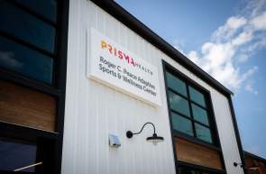 Exterior shot of the Prisma Health Roger C. Peace Adaptive Sports & Wellness Center at The Commons near Unity Park in Greenville, SC.