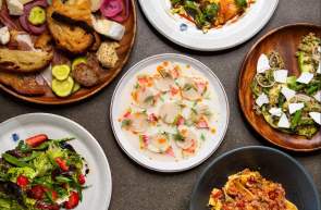 Table of dishes at The Anchorage Restaurant