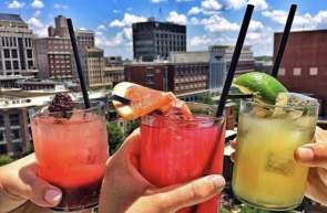 Three fruity cocktails at UP on the Roof in downtown Greenville, SC.