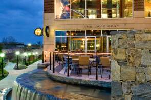 Lazy Goat patio and waterfall