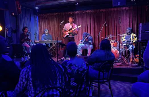Dimly lit evening with live music at Blues Boulevard Jazz.