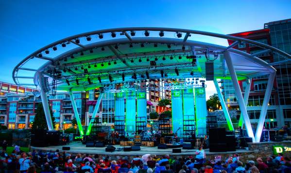 Crowd and stage view of the TD Amphitheater in Greenville, SC.
