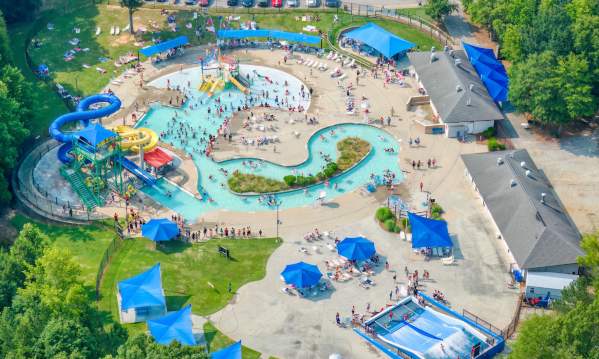 An aerial view of Discovery Island Waterpark in Simpsonville, SC.