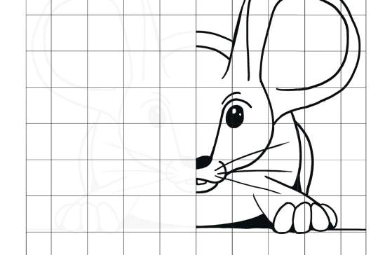 Coloring Page - Finish the Drawing Activity of half of a mouse