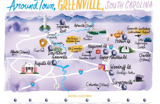 Hotel Clusters Around Town Map