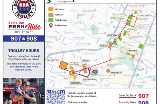 Game Day Trolley Route in Greenville, SC