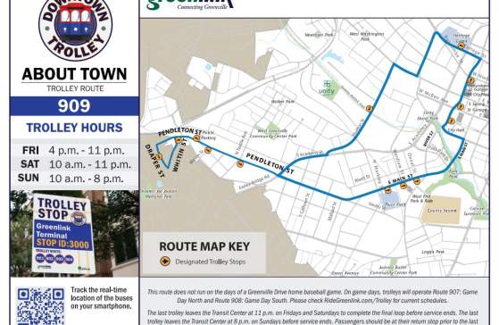 About Town Trolley Route in Greenville, SC