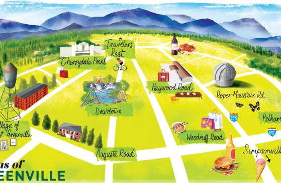 Areas of Greenville Illustration Map