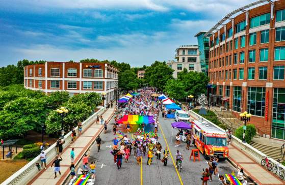 Participants in the Upstate Pride March 2022 in Greenville, SC