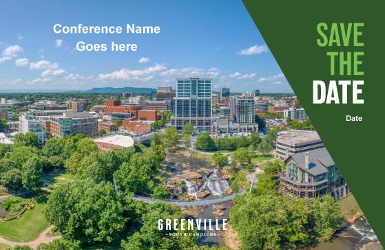 Save the Date Template with Falls Park on the Reedy in the background