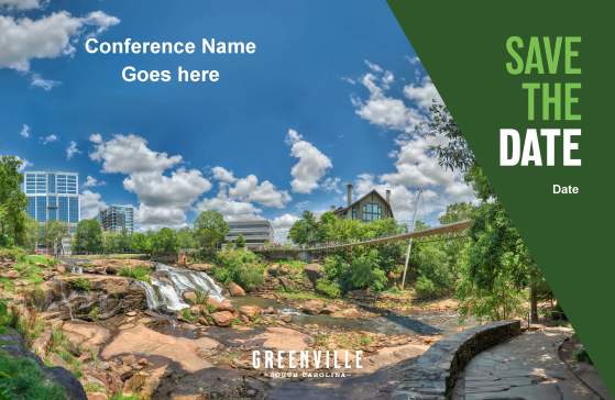 Save the Date Template with Falls Park on the Reedy in the background