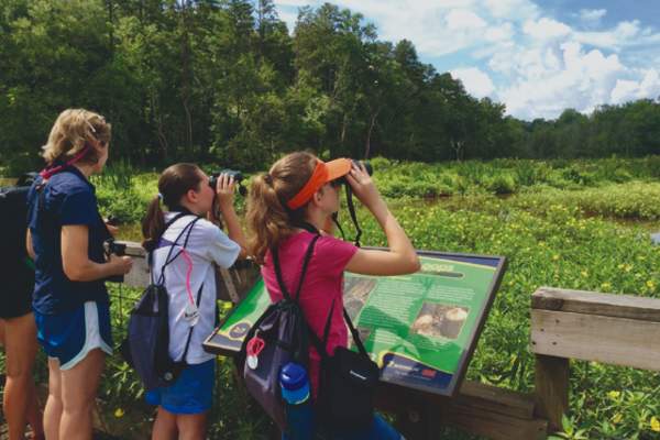 Kids with Binoculars at Lake Conestee Nature Preserve