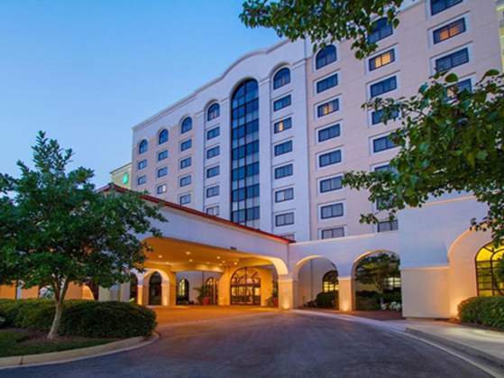 Outside of the embassy suites hotel Greenville.