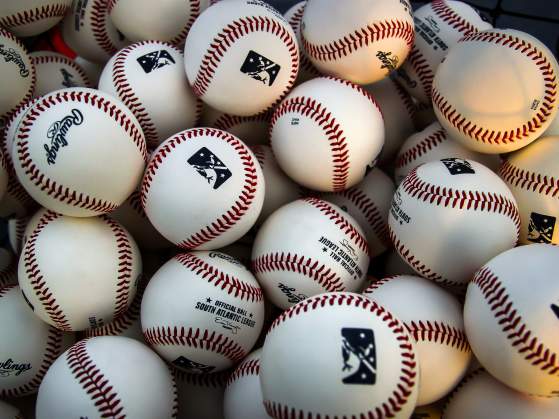 Baseballs from Fluor Field
