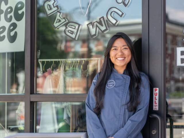 Chef Khailing of Sum Bar standing outside the restaurant