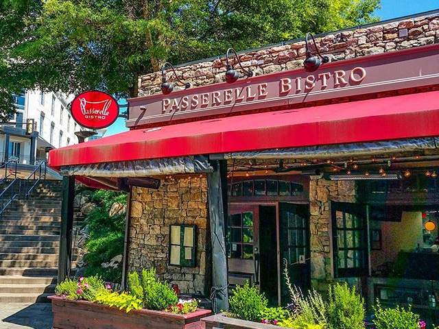 An exterior view of Passerelle Bistro in Falls Park