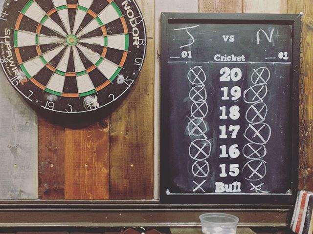 Too crucial darts. #localcue #yeahthatgreenville