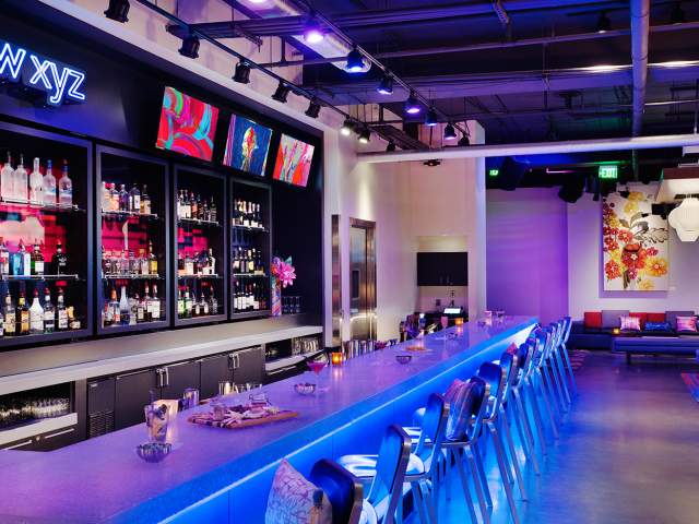 The WXYZ bar located in the Aloft Hotel in downtown Greenville, SC.